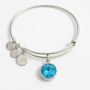 Alex & Ani Aquamarine Birthstone Swarovski Crystal Charm Bangle Bracelet Jewelry